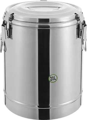 Produktbild von Isolierter Suppenbehälter - Thermobehälter 20 l - Edelstahl - Wärmehaltend - Rund - Für Großküche & Catering - Silber