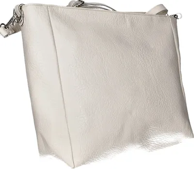 Produktbild von Shopper T5444-BE aus glattem Kunstleder Beige mit Reißverschluss 28,5x30x7 cm