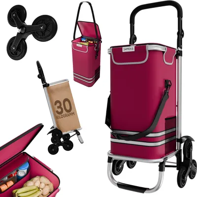 Produktbild von 24MOVE® Einkaufstrolley ALEGRE 3in1 Trolley faltbarer Einkaufswagen mit Kühlfach, rot