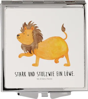 Produktbild von Mr. & Mrs. Panda Kosmetikspiegel Sternzeichen Löwe - Weiß - Geschenk, Quadratischer Spiegel, Schminkspiegel, Handspiegel, Taschenspiegel, König Der Tiere, Kleiner, Juli