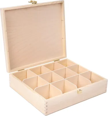Produktbild von Teebox 29 x 25 x 7,5 cm - 12 Fächer - Holz - Natur