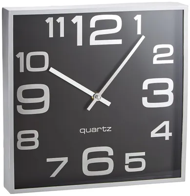 Image de Solidchoice - Horloge mural analogique avec cadran noir et cadre argenté
