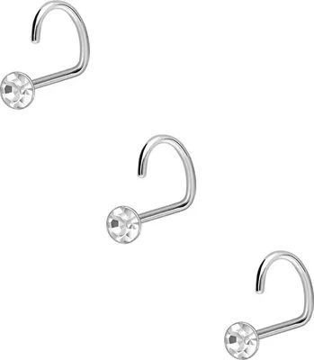 Produktbild von Nasenpiercing, Nasenstecker SET 925er Silber Nasenstecker Spirale KRISTALL
