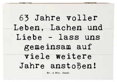 Produktbild von Mr. & Mrs. Panda Geschenkbox Spruch 63. Geburtstag Freude 22 x 15 cm - Weiß - Geschenk, Alter, Schatulle, Geburtstagsgeschenk, unvergesslicher, kreative Geschenkideen