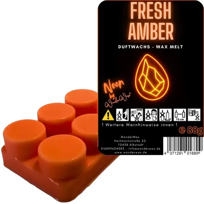 Produktbild von WonderWax Neon Duftriegel 6 x Duftwachs Kreise Wachsmelt Duftwachs Raumduft für Duftlampen Soja Wachs Melts Duftmelt Aroma Wellnes Kerzen Wärmer Wax Tarts Fresh Amber