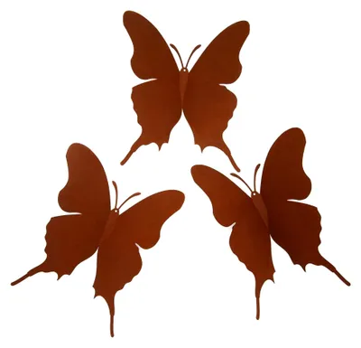 Produktbild von Garden Deko Schmetterlinge Rost 3er Set, Gartendeko zum Aufhängen in Edelrost Rostoptik aus Metall, Rost Deko für Garten, Terrasse und Balkon