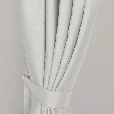 Image de HOMESCAPES Porte-rideaux pour rideaux occultants Chevron crème, 2 pièces