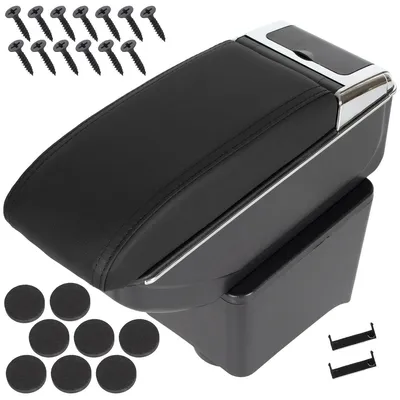 Für VW Polo 9N 2001-2009 Mittelarmlehne Armlehne Leder Schwarz KOMPLETT SET in der Farbe Schwarz von GOLDCAR