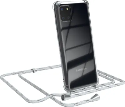 Produktbild von EAZY CASE Handykette kompatibel mit Samsung Galaxy Note 10 Lite, Handyhülle mit Umhängeband, Handykordel, Schutzhülle Clear, Band in Weiß