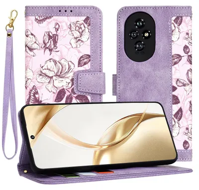 Produktbild von Techsuit FlipCraft Book Wallet Klapphülle mit Kabel für HONOR 200 - Mysterious Purple