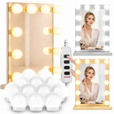 Produktbild von 10Pcs Hollywood LED Beleuchtet für Schminkspiegel Schrankleuchte Spiegel Beleuchtung Spiegelleuchte Klemmleuchte Spiegellampe Lampe Schminklicht Retoo