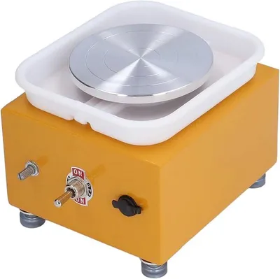 Imagen del producto de Mini torno eléctrico para cerámica, de 10 cm de diámetro, con velocidad ajustable. Ideal para niños, para uso en el aula, en tiendas de manualidades o para uso doméstico (UE)