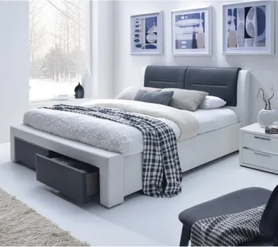 Produktbild von Halmar Gepolstert Doppelbett mit Rost Kassandra S 160 - weiß schwarz