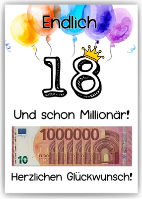 Produktbild von Geldgeschenk 18. Geburtstag Jungen Mädchen Lustiges Geburtstagsgeschenk Witzige Geschenkidee Geld verschenken Sohn Tochter 18 Jahre Geschenk – DIN A4 (21x29.7cm)