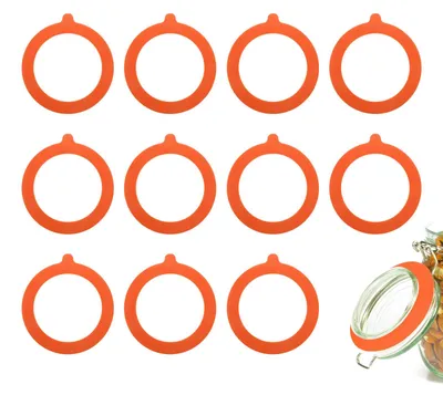 Silikon-Dichtringe 12 Stk. für Gläser, 8,9 cm, orange