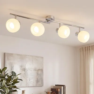 Image de ZMH Plafonnier Intérieur Spot de plafond Blanc Lampe de plafond à 4 flammes Spot en verre Abat-jour Rotatif Spot Vintage E14 Sans ampoule