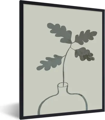 Produktbild von MuchoWow® Gerahmtes Poster Blumen - Blätter - Blumentopf - Grün 60x80 cm - Poster mit Schwarzem Bilderrahmen Wandposter Rahmen Foto Bilder - Premium - Wanddeko Wohnzimmer