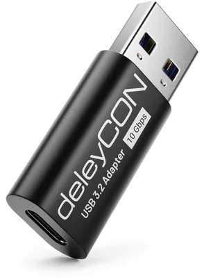Produktbild von deleyCON USB C Adapter 10Gbps - USB C Buchse zu A Stecker - für iPhone 17/16/15, iPad, Galaxy S26/S25/S24/S23, A57, A56, A16, PC, Laptop, Carplay, Ladegerät