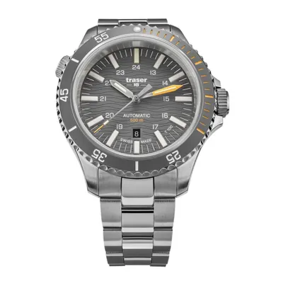 A studio shot of a men's wristwatch on a white background.