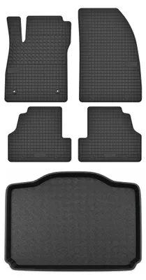 Image de Tapis en caoutchouc + bac de coffre pour Opel Mokka 2012-2016 (SUV, coffre standard) – 5 pièces, noirs, sur mesure
