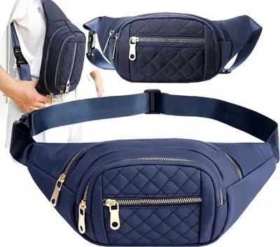Produktbild von Damen Bauchtasche Geräumig Wasserfest Städtisch am Gürtel Navy Stilvoll Modisch