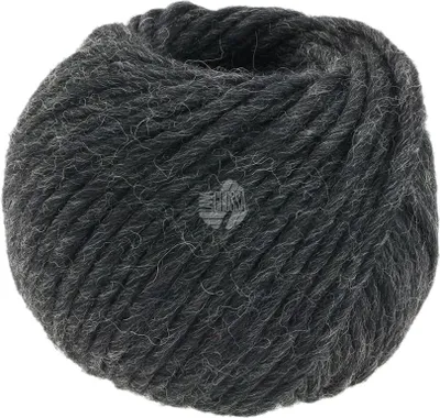 A ball of dark gray yarn.