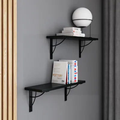 Obrázek produktu pro AKKE Černá závěsná police NEO moderní LOFT-style DxŠ: 60x20 cm