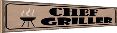 Produktbild von vianmo Holzschild 10x46 cm Grill Chef Griller Outdoor Camping
