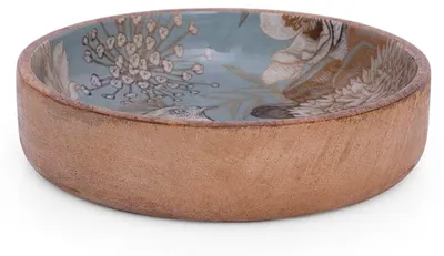 Dekorative Mangoholz-Schale 20x5 cm, handgefertigt, antik