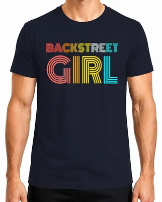 Imagen del producto de Camiseta para hombre de los años 90, estilo "Backstreet Girl", con diseño de grupo musical, con un toque de sarcasmo. Color azul marino, talla L