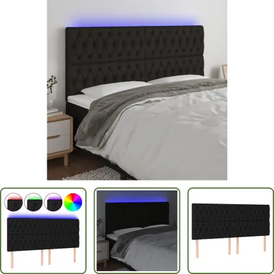 Zdjęcie produktu dla The Living Store zagłówek LED czarny 200x7x118/128 cm tkanina