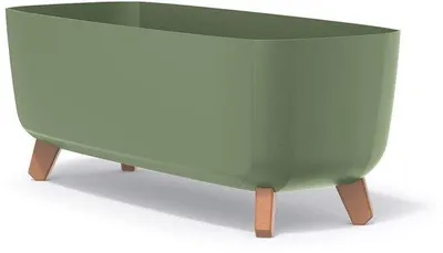 Produktbild von Famanu Blumenkasten mit Füßen in Grün, 58 x 24 x 23,5 cm - ideal für Blumen und Pflanzen