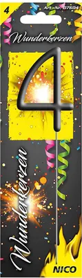 Produktbild von Nico XL Wunderkerze als Zahl 4 für festliche Anlässe wie Geburtstage und Jubiläen