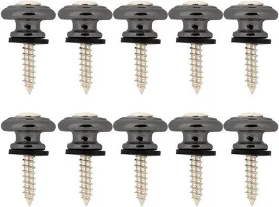 Image de Attache métallique pour sangle de guitare (pour ukulélé et basse électrique) - Lot de 10 - Noir