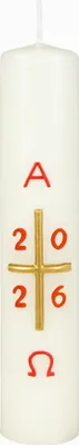 Produktbild von Hausosterkerze, Ostertischkerze 200 x Ø 40 mm mit aktueller Jahreszahl (Wachsauflage)