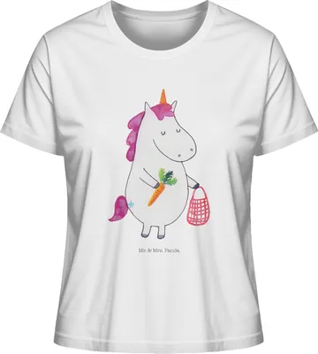 Produktbild von Mr. & Mrs. Panda T-Shirt für Frauen Einhorn Vegan Größe M - Weiß - Geschenk, damen shirt, Veganer, Gesund Leben, essen, Baumwoll, Rohkost, Kurzarmshirt, Veganismus