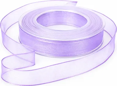 Produktbild von Chiffon Organza Dekoband mit Drahtkante 25 mm breit 20 m auf Rolle flieder