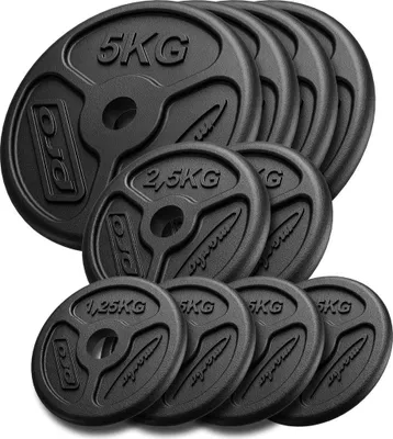 Image de Marbo Sport Ensemble de 30 kg de disques d'haltères Slim en fonte Poids en fonte avec perçage de ø30/31 mm / 4 x 1,25 kg, 2 x 2,5 kg, 4 x 5 kg