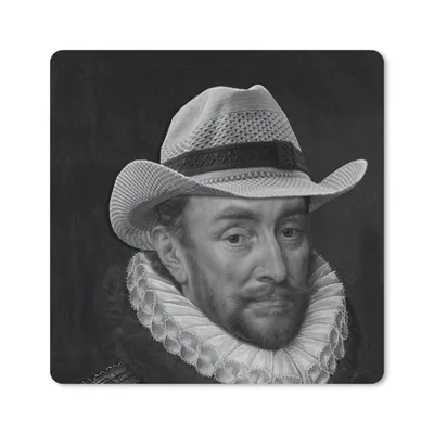 Produktbild von MuchoWow® Mauspad Mousepad Porträt von Wilhelm I. - Adriaen Thomasz - Schwarz und Weiß 20x20 cm - Mousepads - Maus Mat - Pad - Mausunterlage - Desk Mat - Bureauartikeln