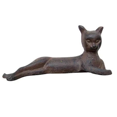 Produktbild von Gusseisen Gartenfigur Katze liegend antikbraun, ca. 15,5 cm lang, 6,5 cm hoch