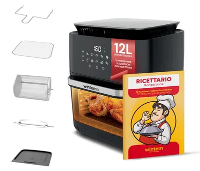 Heißluftfritteuse XXL 12 l, Touch-Display, 12 Programme, Zubehör