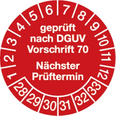 Produktbild von Dreifke® Prüfplakette nach DGUV Vorschrift 70 nächster P - 30 mm Foli...