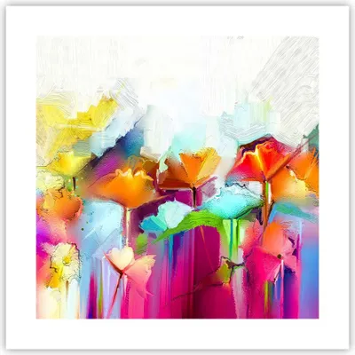 Produktbild von Poster - Poster ohne Rahmen - Blumen Wiese Sommer - 40x40 cm - Wand Bild - Wanddeko - Wandbilder - Kunstposter - Wandposter - Bilder - Kunstdruck - Wanddekoration - Wandbild - P2XAC40x40-4095
