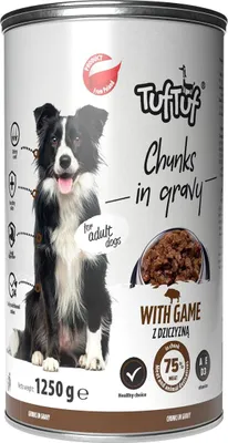 Produktbild von Tuftuf | Feuchtfutter für Hunde Wild - 1250g - Fleischstücke - 81% Feuchtigkeit - Nassfutter