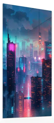 Produktbild von Glasbild 55x110cm in XXL für Wohnzimmer, Schlafzimmer Motiv Zukunftsstadt