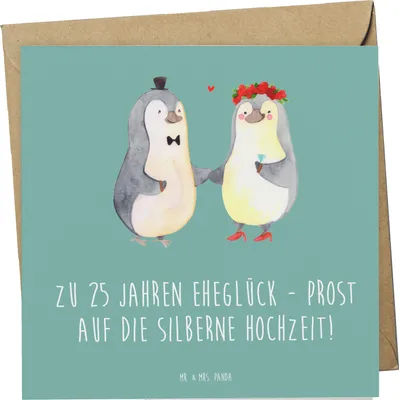 Produktbild von Mr. & Mrs. Panda Grußkarte 25. Hochzeitstag Silberne Hochzeit - Meeresbrise - Geschenk, 25 Jahre Ehe, Klappkarte, unvergesslich, Silberhochzeit, Heirat, Geschenke