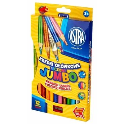 Produktbild von ASTRA Rainbow Jumbo Buntstifte 12 Stück mit Bleistiftspitzer