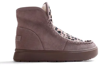 Image de Bottines pour femmes GIOSEPPO, couleur taupe, semelle flexible, en cuir et en daim