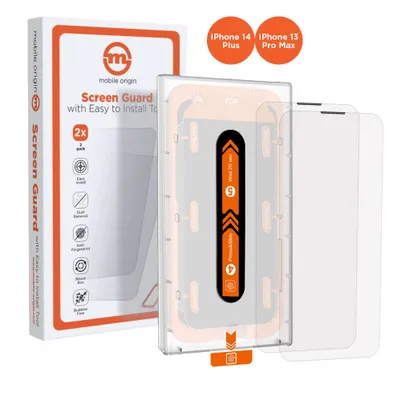 Produktbild von Mobile Origin Orange Screen Guard, Apple, iPhone 13 Pro Max / 14 Plus, Kratzresistent, Schlagfest, Transparent, 2 Stück(e)