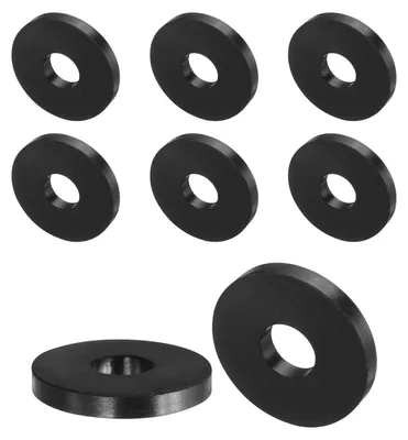 Productafbeelding van 8 stuks rubberen ringen/afstandhouders, 40 mm buitendiameter, 12 mm binnendiameter, 5 mm dik, zwart